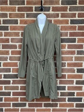 Max Jeans Army Green Open Front Drawstring Waist Slouchy Jacket Size S